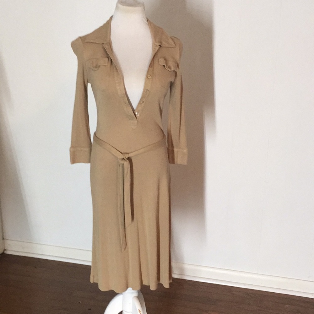 Banana Republic Size Small Long Sleeve Khaki Shirt Dress